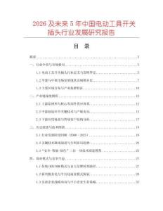 2026及未來5年中國電動工具開關(guān)插頭行業(yè)發(fā)展研究報告