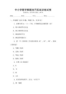 中小學數學解題技巧實戰訓練試卷