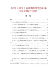 2026及未來5年中國熱鍍鋅板水箱行業(yè)發(fā)展研究報告