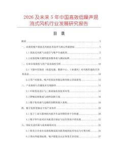2026及未來5年中國高效低噪聲混流式風機行業發展研究報告