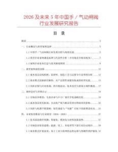 2026及未來(lái)5年中國(guó)手／氣動(dòng)閘閥行業(yè)發(fā)展研究報(bào)告
