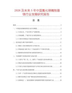 2026及未來5年中國氯化鎂精制普鎂行業發展研究報告