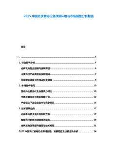 2025中國光伏發電行業政策環境與市場前景分析報告