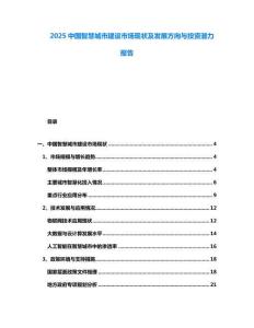 2025中國智慧城市建設市場現狀及發展方向與投資潛力報告