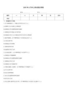 2025年小汽車上路試題及答案