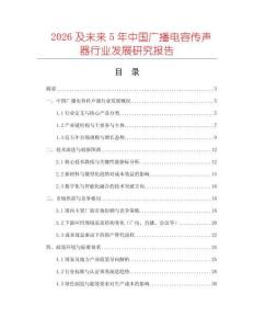 2026及未來5年中國廣播電容傳聲器行業(yè)發(fā)展研究報(bào)告