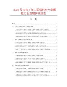2026及未來5年中國鋼結(jié)構(gòu)六角螺栓行業(yè)發(fā)展研究報(bào)告