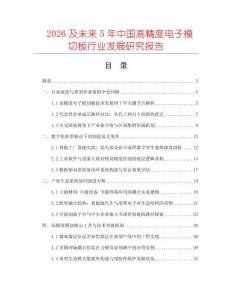 2026及未來5年中國高精度電子模切板行業發展研究報告