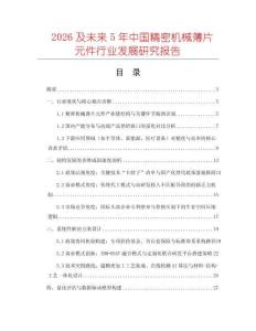 2026及未來5年中國精密機械薄片元件行業發展研究報告