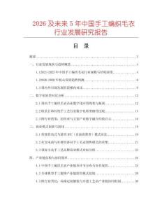 2026及未來5年中國手工編織毛衣行業發展研究報告