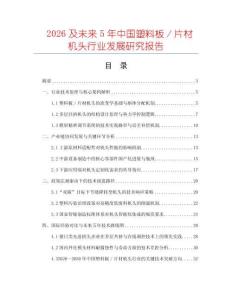 2026及未來5年中國塑料板／片材機頭行業發展研究報告