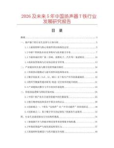 2026及未來(lái)5年中國(guó)揚(yáng)聲器T鐵行業(yè)發(fā)展研究報(bào)告