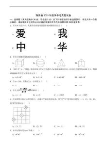 海南省2025年數學中考真題試卷附答案