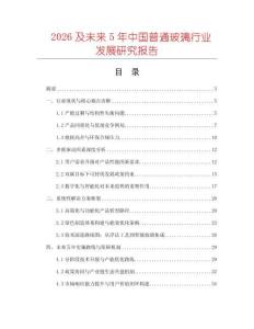 2026及未來5年中國普通玻璃行業(yè)發(fā)展研究報告