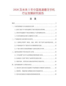 2026及未來5年中國高速磨牙手機(jī)行業(yè)發(fā)展研究報告