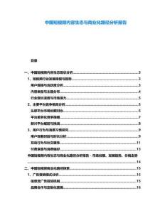 中國(guó)短視頻內(nèi)容生態(tài)與商業(yè)化路徑分析報(bào)告