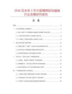 2026及未來5年中國輔噴咀電磁閥行業(yè)發(fā)展研究報告