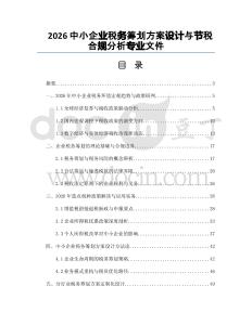 2026中小企業(yè)稅務(wù)籌劃方案設(shè)計與節(jié)稅合規(guī)分析專業(yè)文件