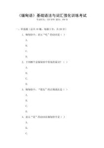 《緬甸語》基礎(chǔ)語法與詞匯強(qiáng)化訓(xùn)練考試