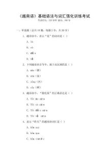 《越南語》基礎(chǔ)語法與詞匯強(qiáng)化訓(xùn)練考試