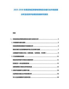 2025-2030東南亞地區跨境電商物流倉儲行業市場發展分析及投資評估規劃發展研究報告