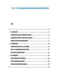 2025-2030多晶硅光伏電池制造技術研發方向研究評估