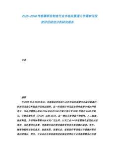 2025-2030傳感器研發制造行業市場發展潛力供需狀況投資評估規劃分析研究報告