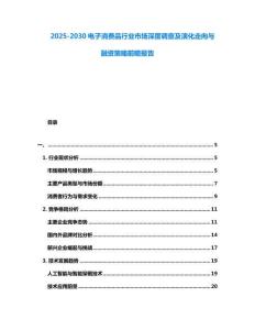 2025-2030電子消費品行業市場深度調查及演化走向與融資策略前瞻報告