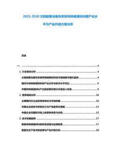 2025-2030太陽(yáng)能聚光集熱系統(tǒng)特殊玻璃材料國(guó)產(chǎn)化水平與產(chǎn)業(yè)升級(jí)方案分析