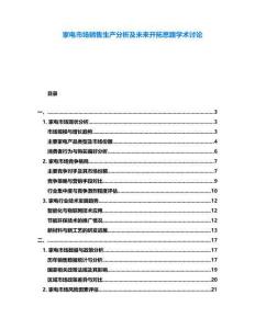 家電市場(chǎng)銷(xiāo)售生產(chǎn)分析及未來(lái)開(kāi)拓思路學(xué)術(shù)討論