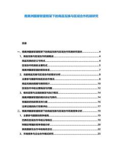 南美洲國(guó)家聯(lián)盟框架下的商品互換與區(qū)域合作機(jī)制研究