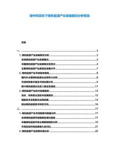 碳中和目標下綠色能源產(chǎn)業(yè)發(fā)展路徑分析報告