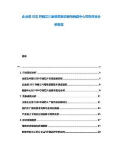 企業(yè)級SSD存儲芯片堆疊層數(shù)突破與數(shù)據(jù)中心采購標(biāo)準(zhǔn)分析報告