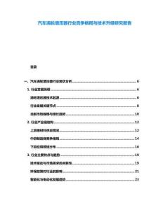 汽車渦輪增壓器行業(yè)競爭格局與技術(shù)升級研究報告