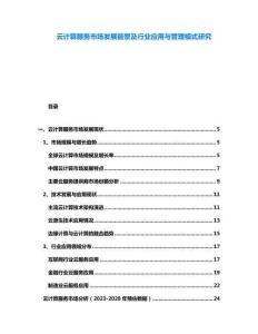 云計(jì)算服務(wù)市場發(fā)展前景及行業(yè)應(yīng)用與管理模式研究