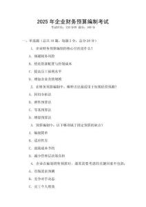 2025年企業(yè)財務(wù)預(yù)算編制考試