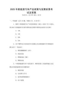 2025年新能源汽車產業政策與發展前景考試及答案