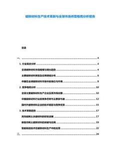 磁鐵材料生產(chǎn)技術革新與全球市場供需格局分析報告