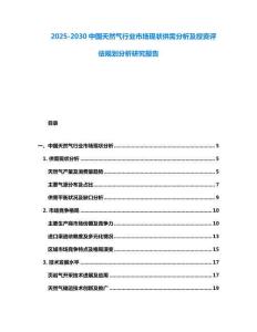 2025-2030中国天然气行业市场现状供需分析及投资评估规划分析研究报告
