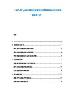 2025-2030城市基礎設施更新改造項目實施成效與居民滿意度分析