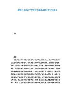 磁鐵行業知識產權保護與侵權風險分析評估報告
