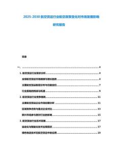 2025-2030航空貨運行業航空政策變化對市場發展影響研究報告