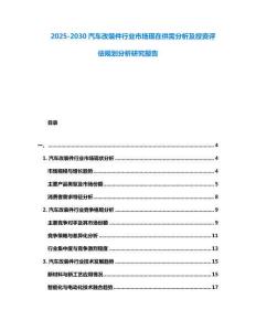 2025-2030汽車改裝件行業(yè)市場(chǎng)現(xiàn)在供需分析及投資評(píng)估規(guī)劃分析研究報(bào)告