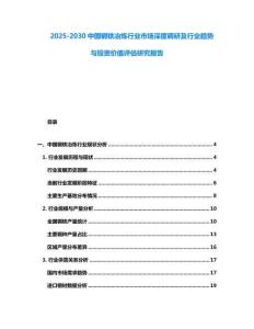 2025-2030中國(guó)鋼鐵冶煉行業(yè)市場(chǎng)深度調(diào)研及行業(yè)趨勢(shì)與投資價(jià)值評(píng)估研究報(bào)告