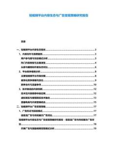 短視頻平臺內(nèi)容生態(tài)與廣告變現(xiàn)策略研究報告