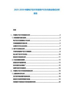 2025-2030中國電子支付市場用戶行為與商業模式分析報告
