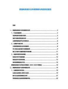 跨境電商海外倉(cāng)布局策略與風(fēng)險(xiǎn)防控報(bào)告