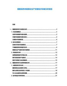 細(xì)胞培養(yǎng)肉規(guī)?；a(chǎn)關(guān)鍵技術(shù)突破分析報(bào)告