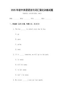 2025年初中英語(yǔ)語(yǔ)法與詞匯強(qiáng)化訓(xùn)練試題