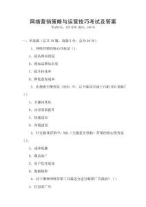 網(wǎng)絡(luò)營銷策略與運(yùn)營技巧考試及答案